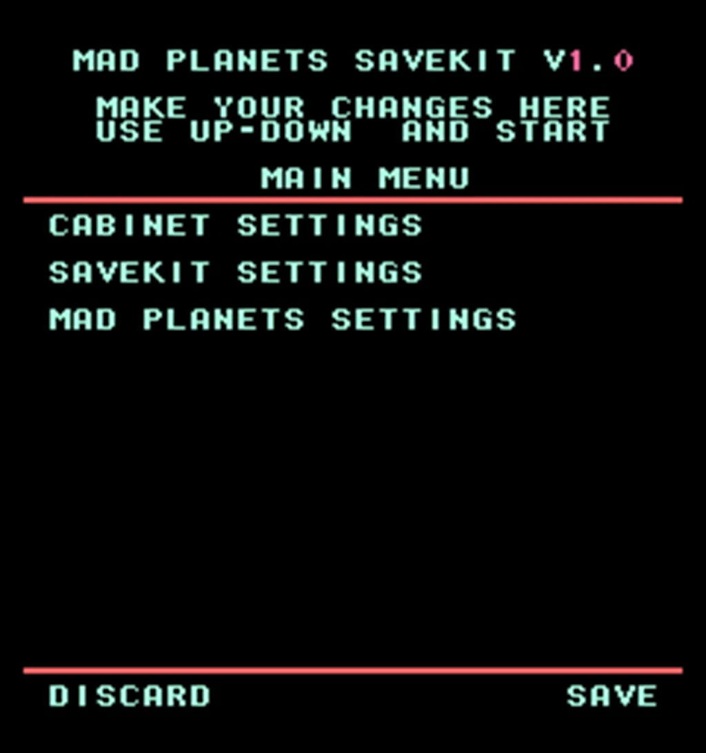 Mad Planets Arcade Free Play and High Score Save Kit