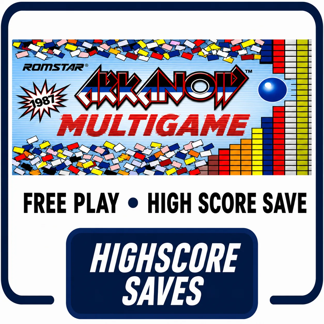 Arkanoid Multigame Free Play and High Score Save Kit