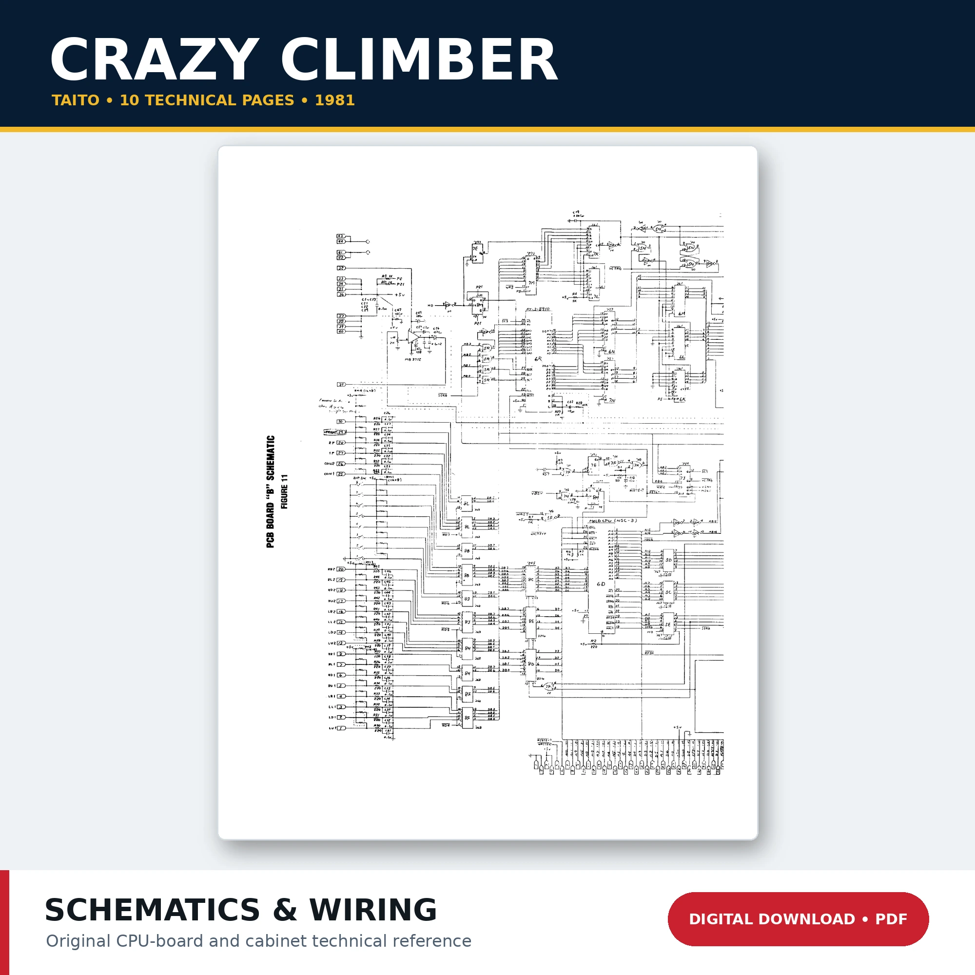 Taito Crazy Climber CPU board schematics and wiring diagrams PDF download