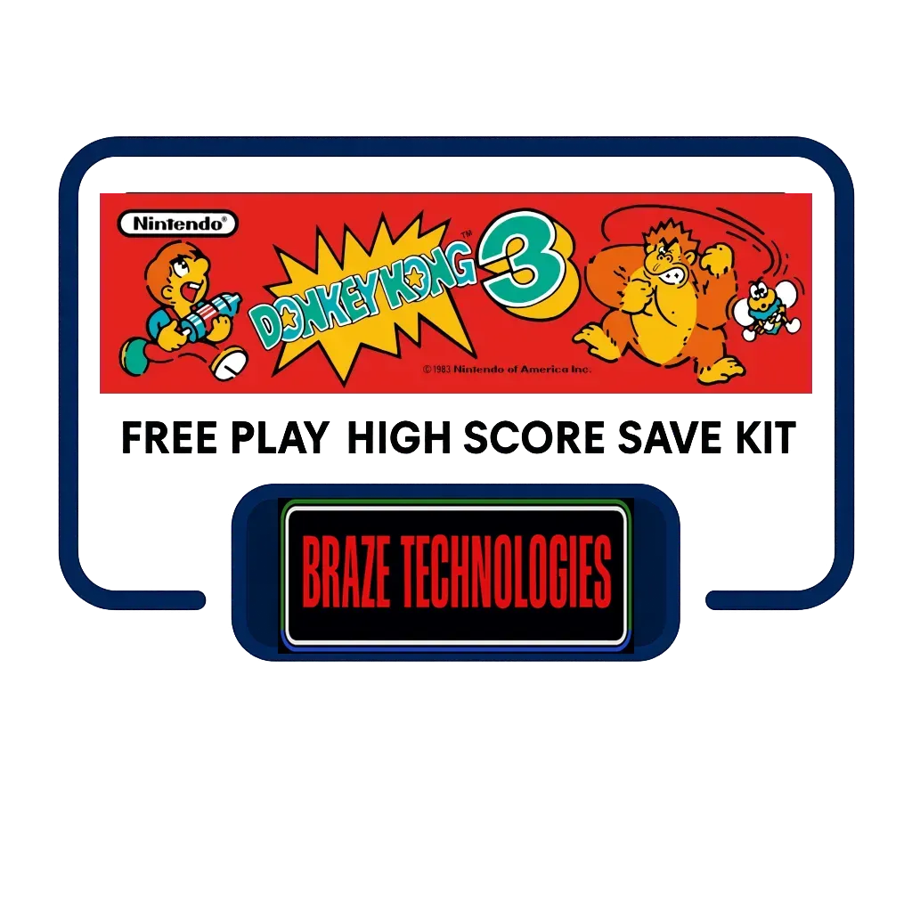Braze Donkey Kong 3 Free Play and High Score Save Kit