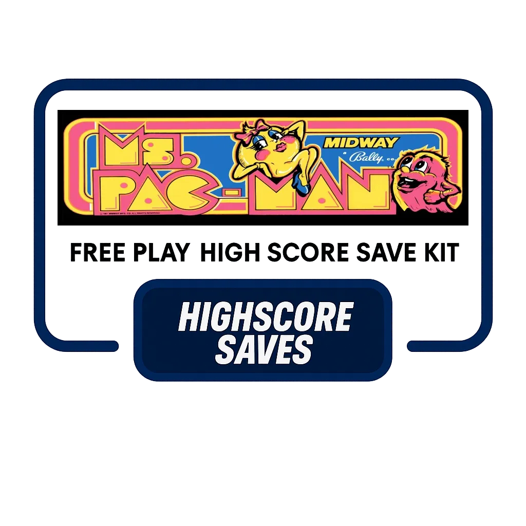 Ms Pacman Free Play and High Score Save Kit