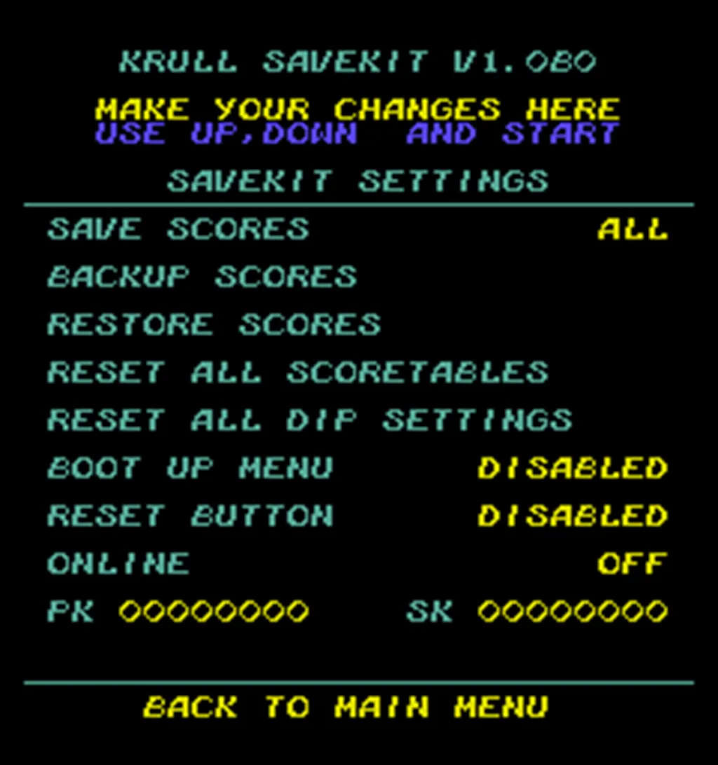 Krull Arcade Free Play and High Score Save Kit