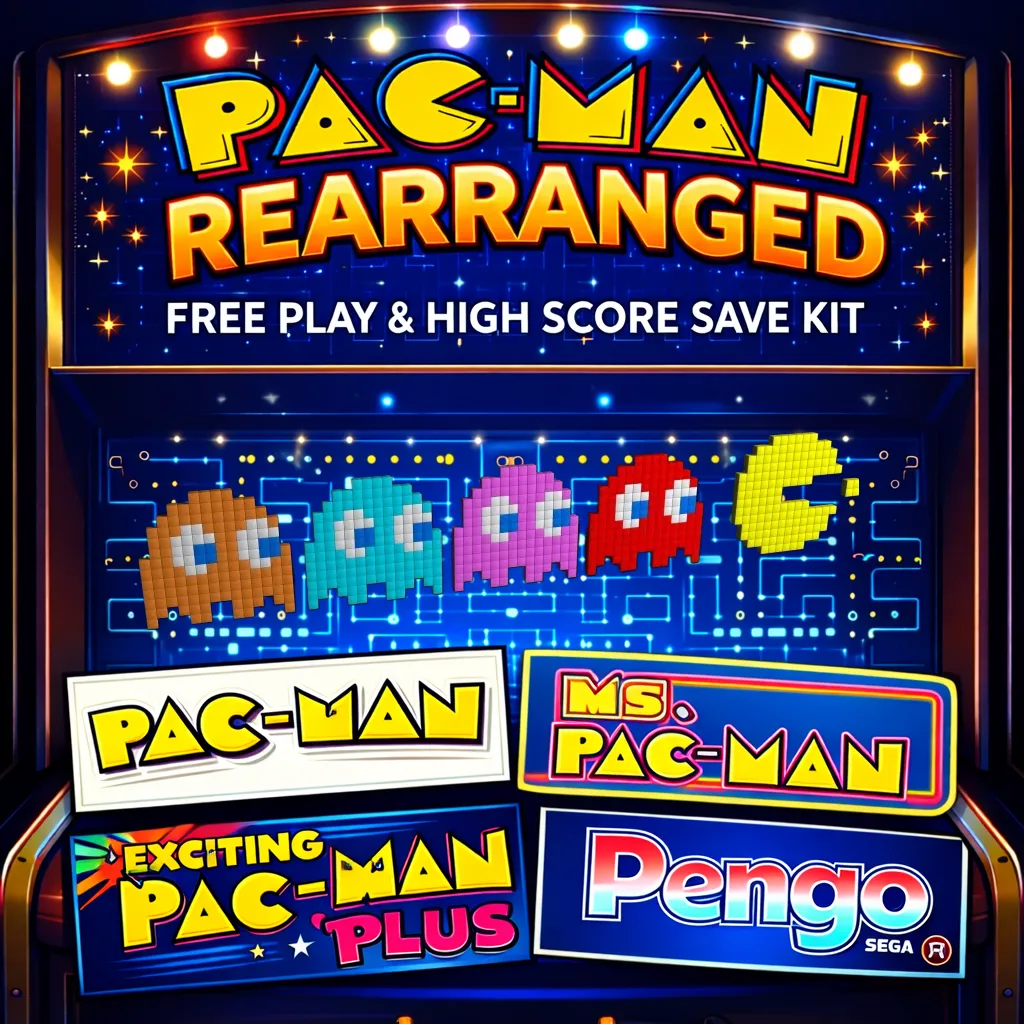 Pacman Rearranged Multigame Free Play and High Score Save Kit