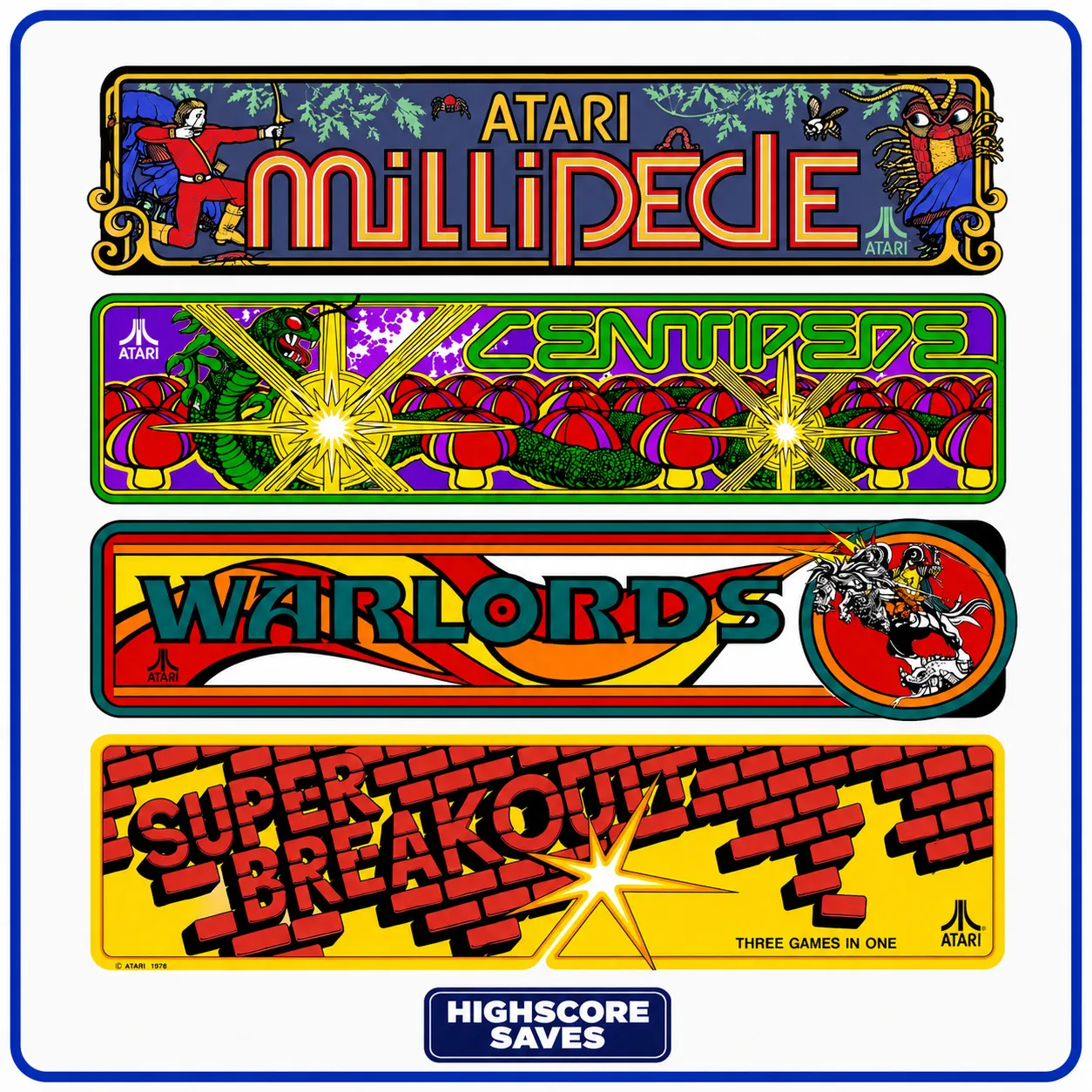 Super Multipede | Centipede | Millipede | Warlords | Super Breakout | Multigame Free Play and High Score Save Kit