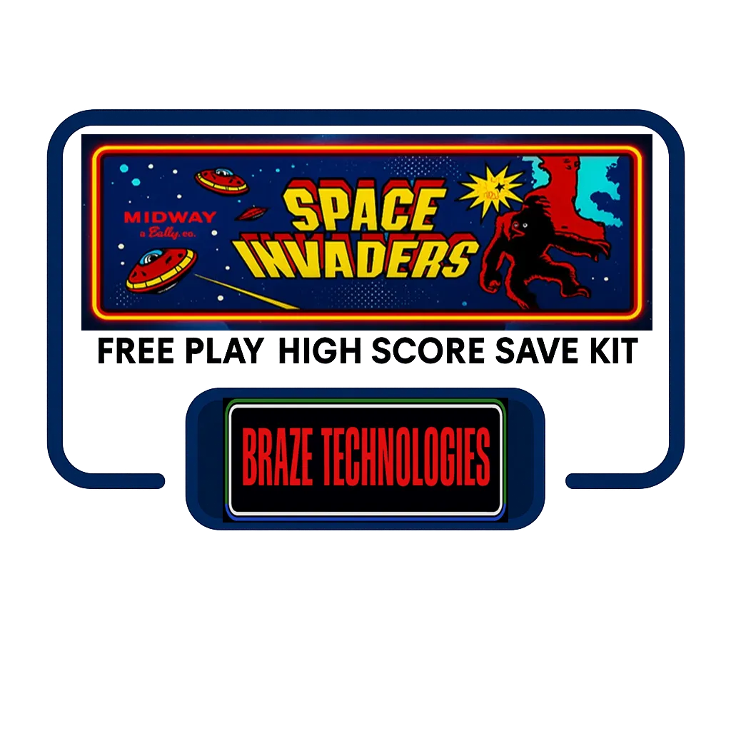 Braze Space Invaders Multigame Free Play and High Score Save Kit Braze Space Invaders Multigame Free Play and High Score Save Kit