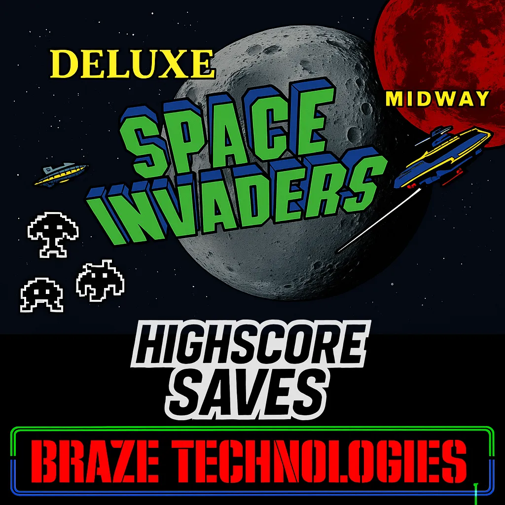 Braze Space Invaders Deluxe Multigame Free Play and High Score Save Kit