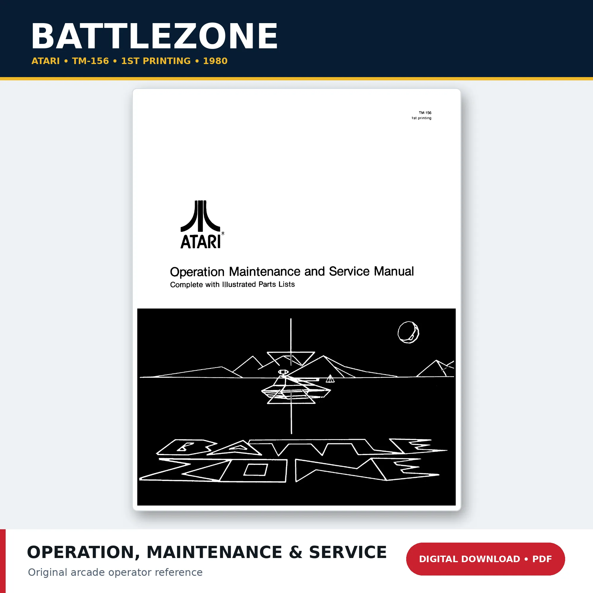 Atari Battlezone operation maintenance and service manual TM-156 first printing PDF download