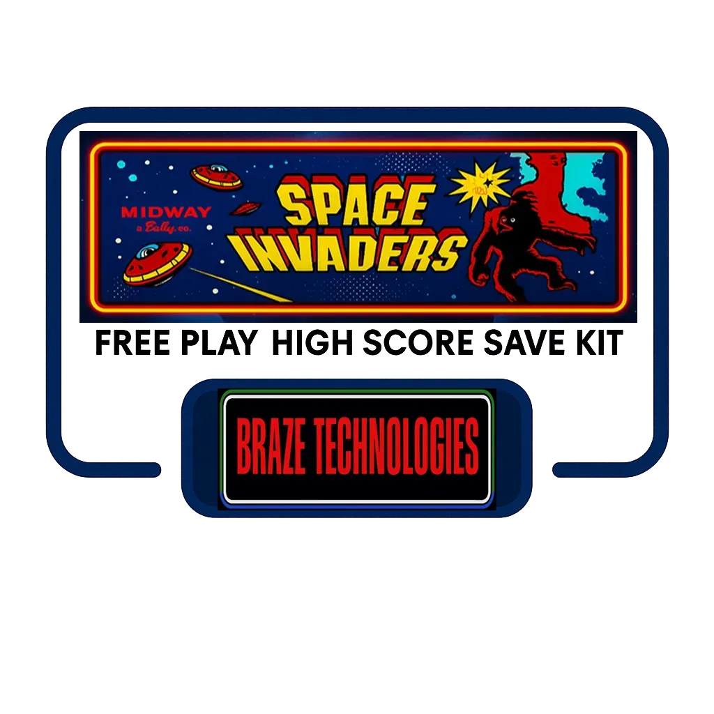 Braze Space Invaders Multigame Free Play and High Score Save Kit