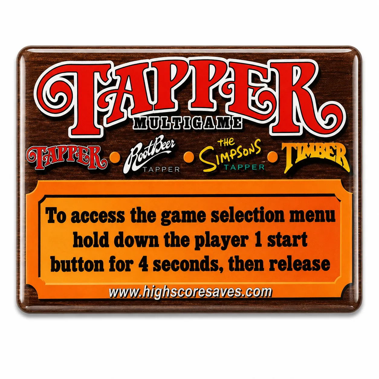 Tapper Multigame Instruction Magnet
