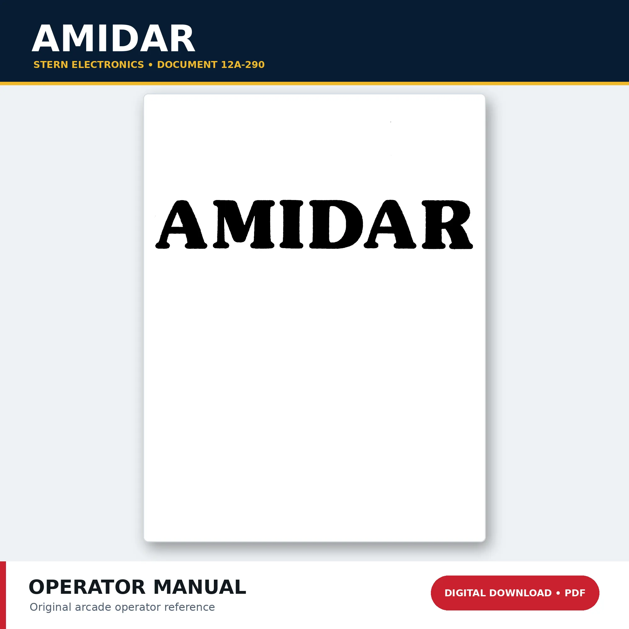Stern Amidar arcade operator installation and service manual PDF download