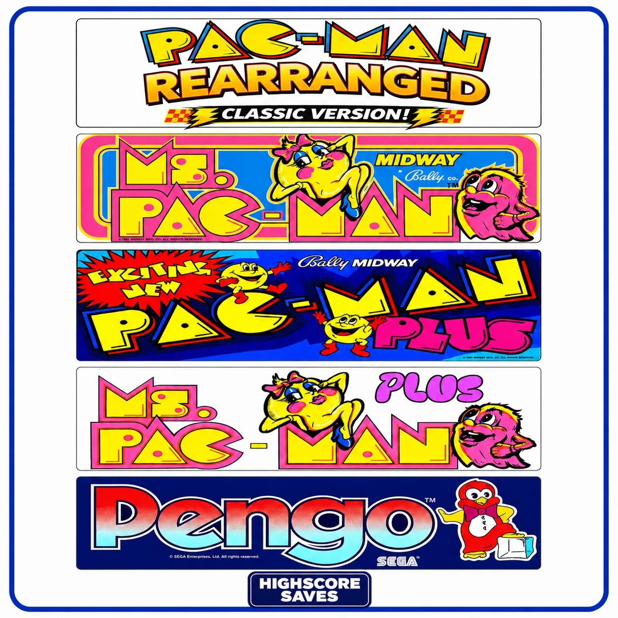 Pacman Rearranged Multigame Free Play and High Score Save Kit