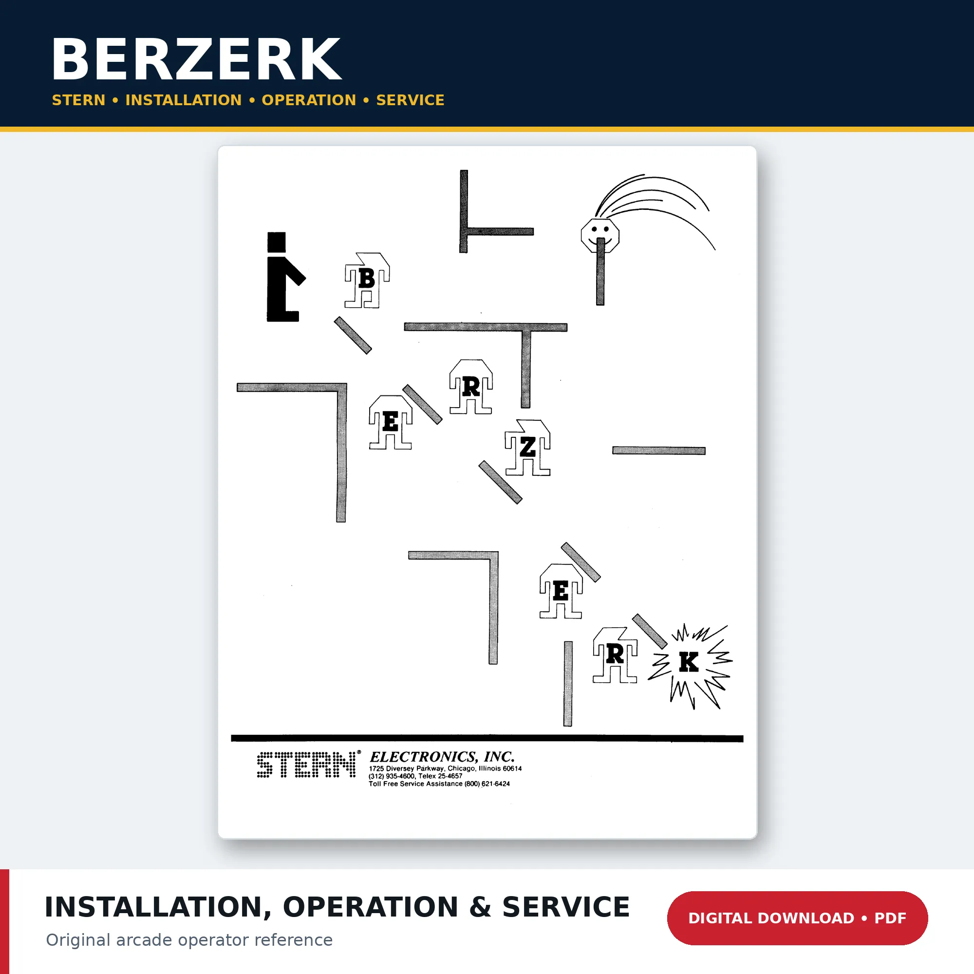Stern Berzerk arcade installation operation and service manual PDF download