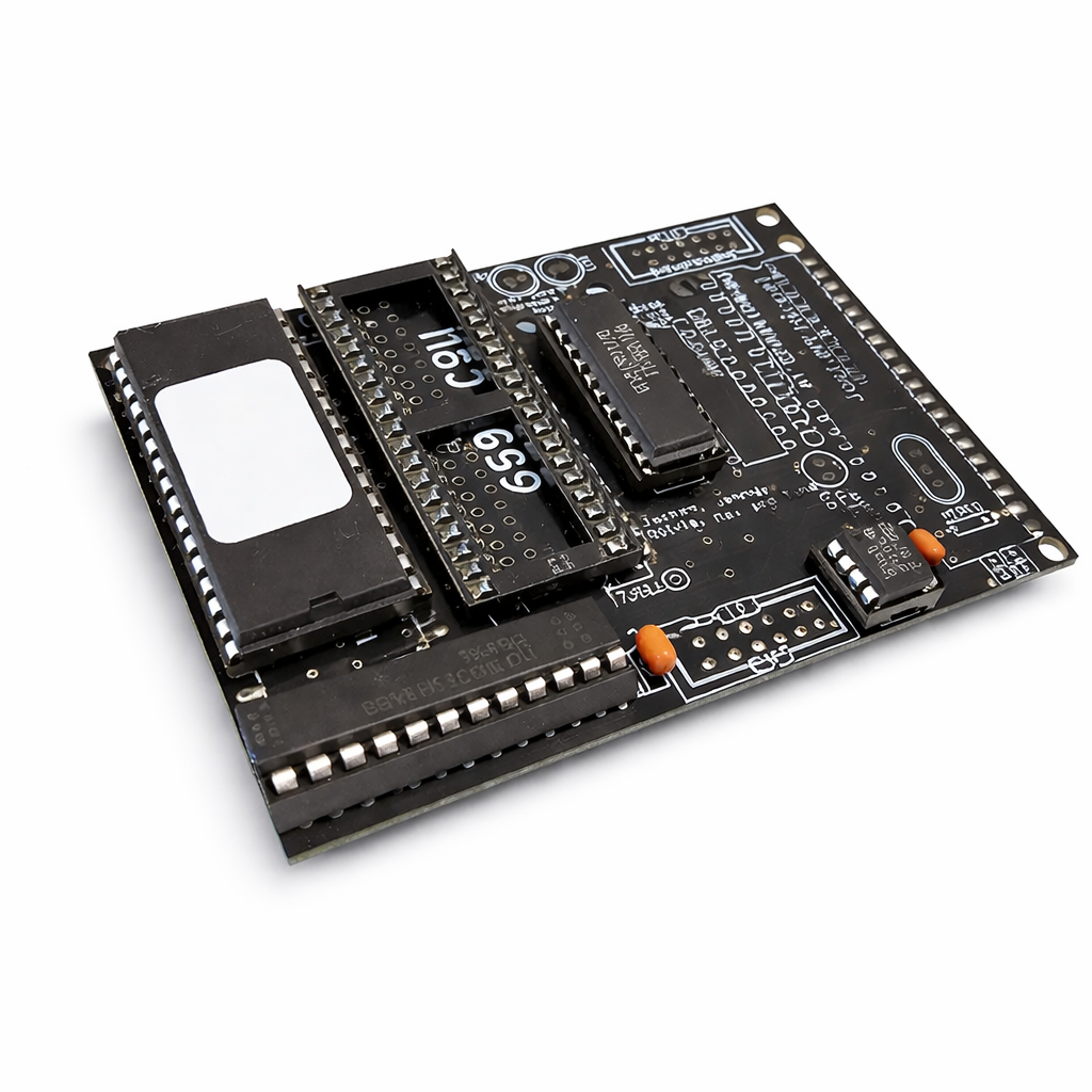 Battlezone arcade free play and high score save kit hardware PCB installed with adapter board on clean white background