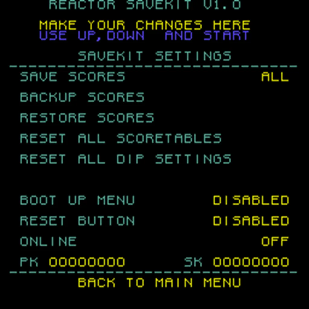 Reactor Arcade Free Play and High Score Save Kit