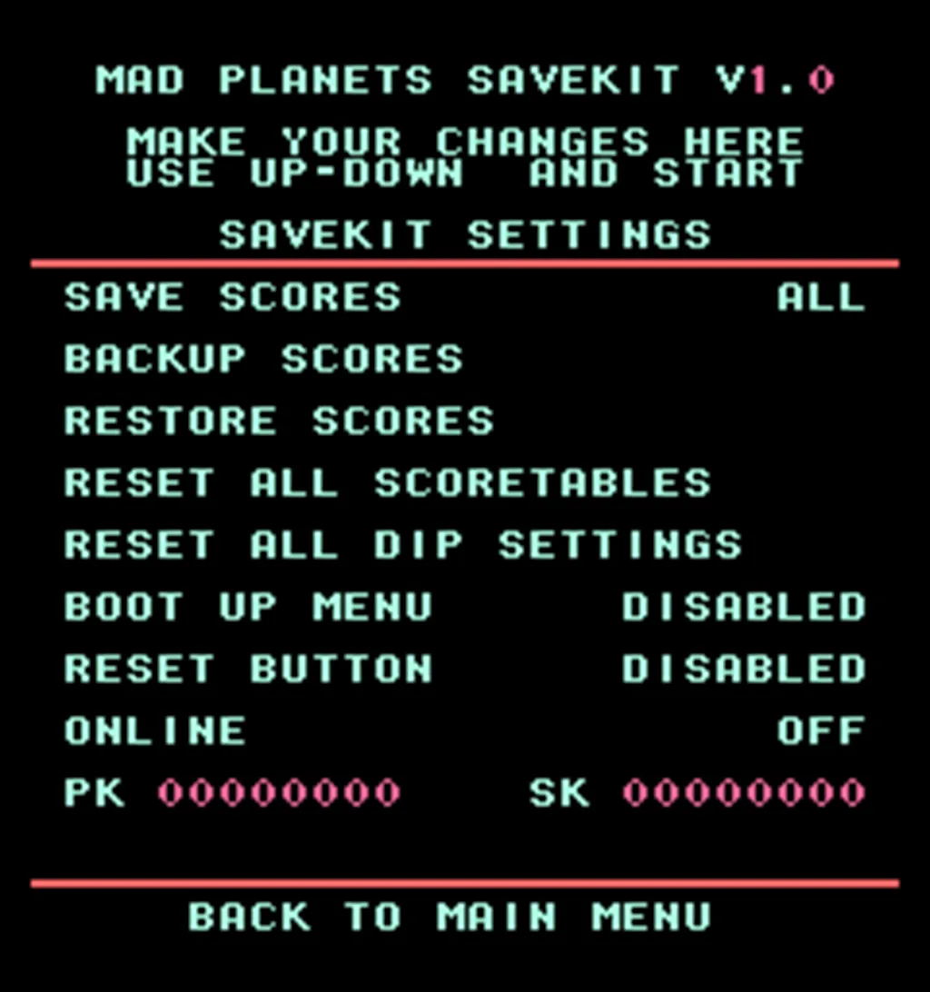 Mad Planets Arcade Free Play and High Score Save Kit