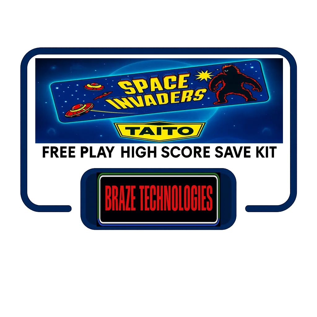 Braze Space Invaders Taito Version Multigame Free Play and High Score Save Kit Braze Space Invaders Taito Version Multigame Free Play and High Score Save Kit