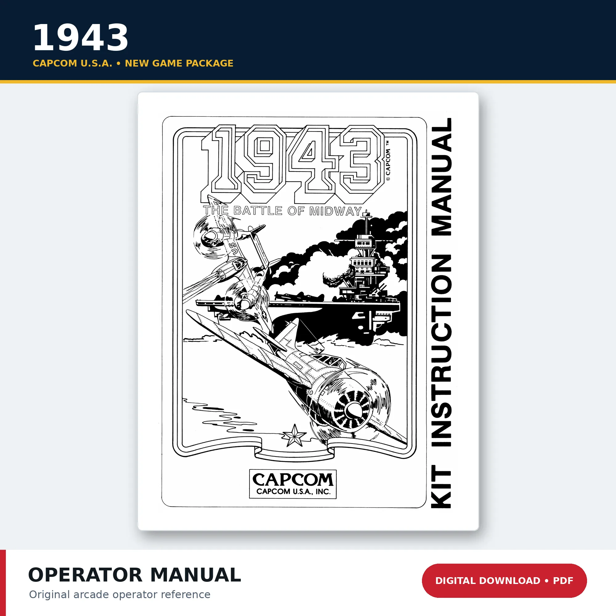 Capcom 1943 arcade operator installation and service manual PDF download