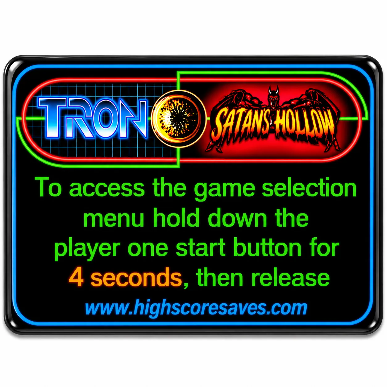 Tron | Satans Hollow Multigame Instruction Magnet