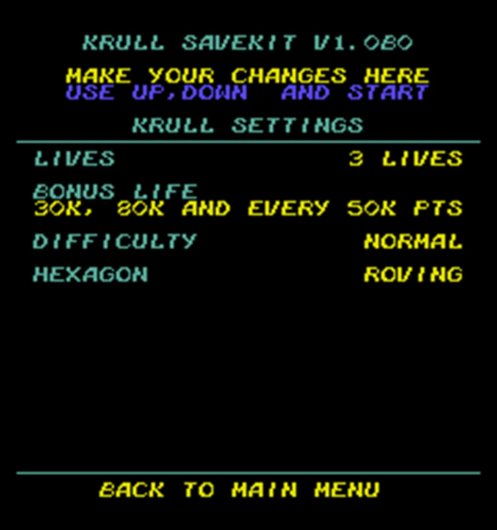 Krull Arcade Free Play and High Score Save Kit